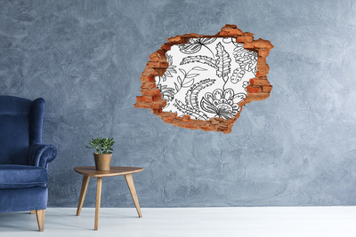3D wall hole wallpaper Tropical vegetation in a hole in the wall