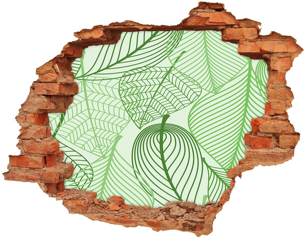 3D wall hole wallpaper A green paradise among the leaves