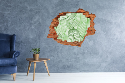 3D wall hole wallpaper A green paradise among the leaves