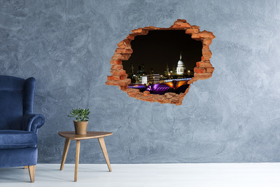 Hole in the wall sticker Night view of London through a hole in the wall