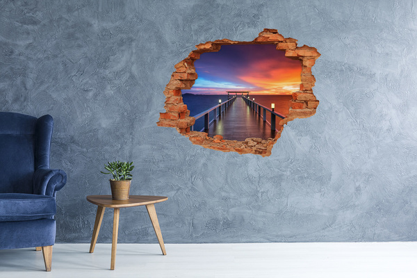 Hole wall sticker Sunset over the pier