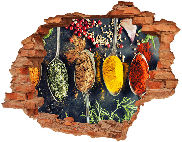 Hole in the wall decal Colorful spices in the kitchen