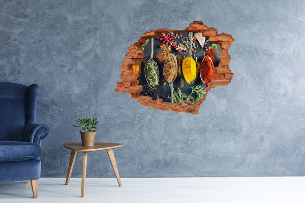 Hole in the wall decal Colorful spices in the kitchen