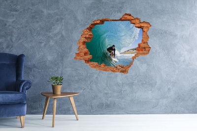 Hole wall sticker Surfing in the ocean