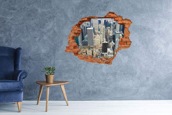 3D wall hole View of Manhattan