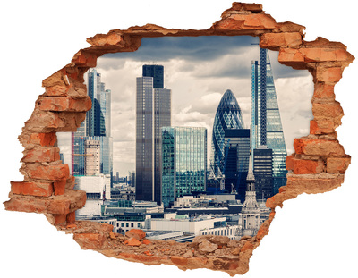 3D wall hole View of the modern city