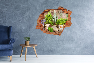 3D wall hole Green kitchen with herbs