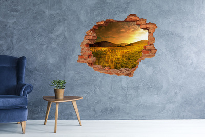 Hole wall sticker Golden meadow at sunset