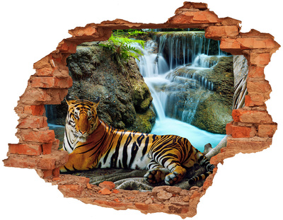 Hole in the wall sticker Tiger in the wild jungle
