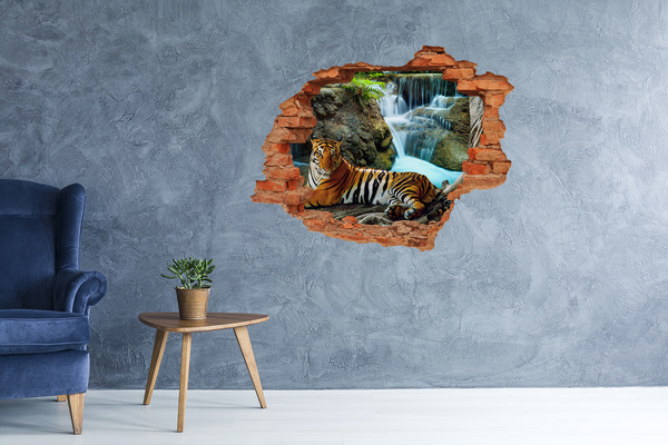 Hole in the wall sticker Tiger in the wild jungle