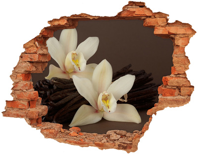 Hole in the wall sticker Orchid flowers in a damaged wall