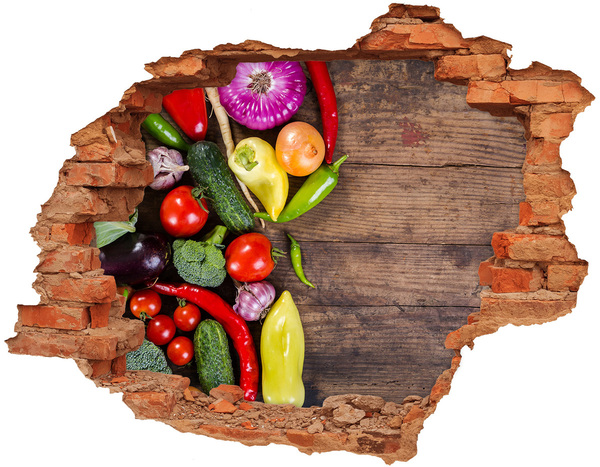 Hole wall sticker Fruit and Vegetables in a Hole in the Wall