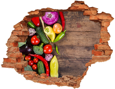 Hole wall sticker Fruit and Vegetables in a Hole in the Wall