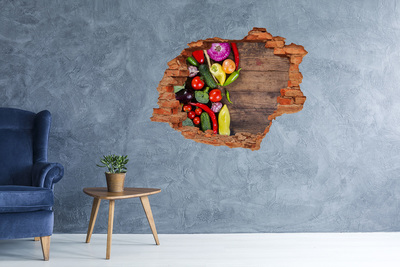 Hole wall sticker Fruit and Vegetables in a Hole in the Wall