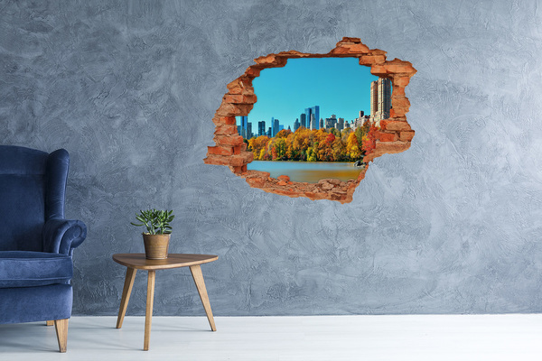 Hole in the wall decal Autumn in New York