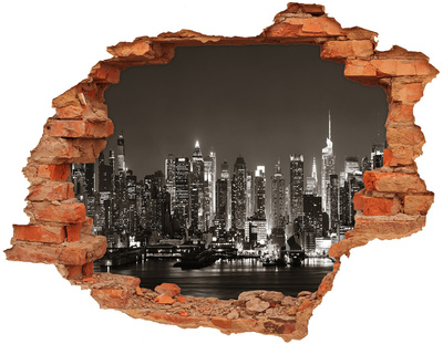 Hole in the wall sticker New York skyline at night