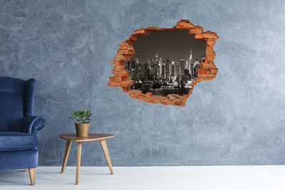 Hole in the wall sticker New York skyline at night