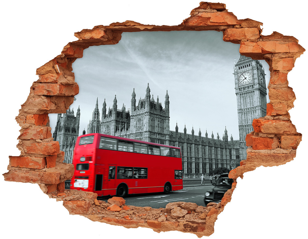 Hole in the wall decal London bus