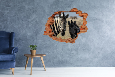 Hole in the wall sticker Zebras in their natural habitat