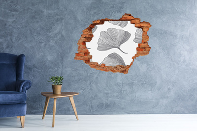 Hole in the wall sticker Leaves in concrete