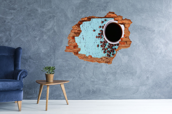 3D wall hole wallpaper A coffee moment of relaxation