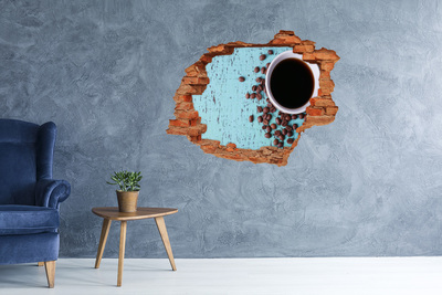 3D wall hole wallpaper A coffee moment of relaxation
