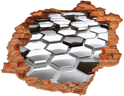3D wall hole wallpaper Modern hexagons in concrete