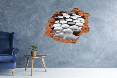 3D wall hole wallpaper Modern hexagons in concrete