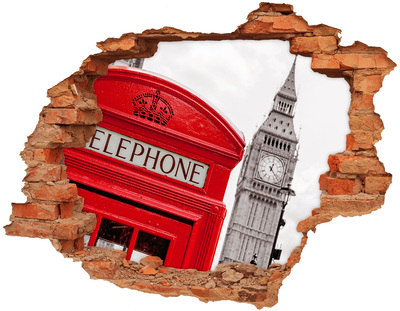 Hole in the wall sticker London scenery with a telephone booth