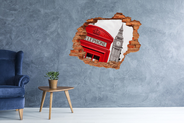 Hole in the wall sticker London scenery with a telephone booth