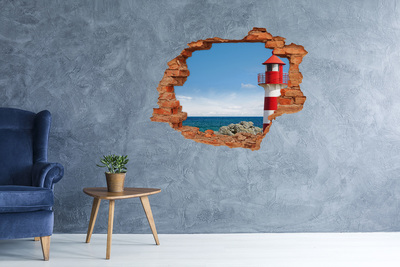 Hole in the wall sticker A lighthouse on the seashore