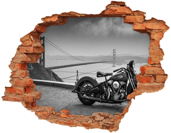 Hole wall sticker Motorbike