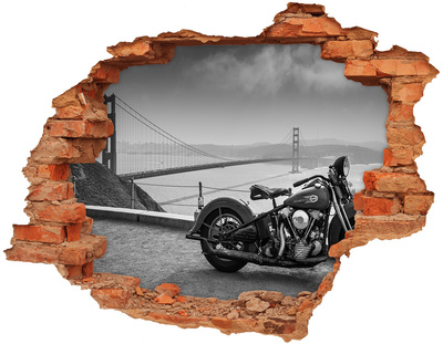 Hole wall sticker Motorcycle at the Golden Gate Bridge
