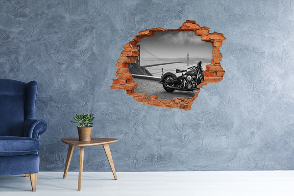 Hole wall sticker Motorbike