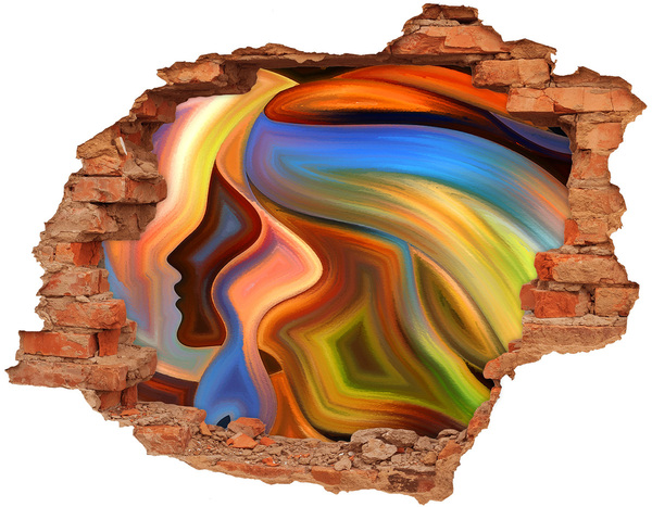 Hole wall sticker A colorful landscape in a hole in the wall