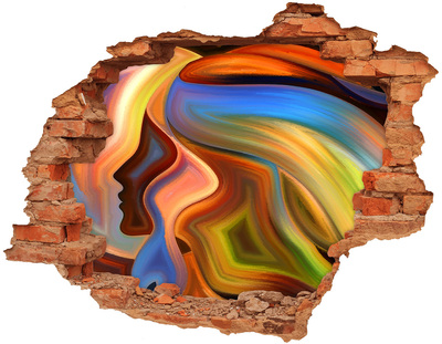 Hole wall sticker A colorful landscape in a hole in the wall