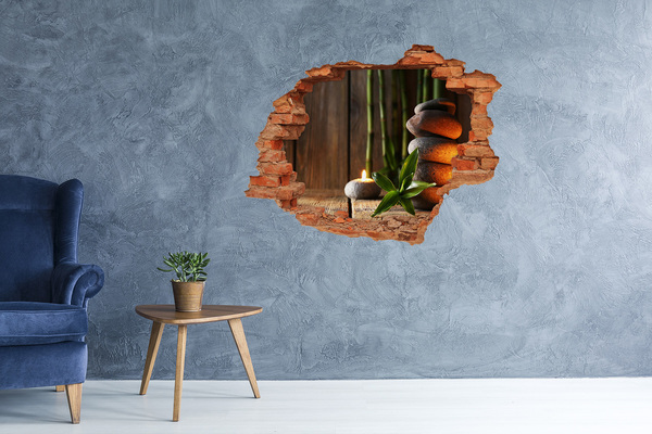 3D wall hole Zen bamboo stones