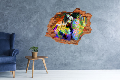 Hole wall sticker Flowers and butterfly