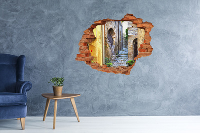 Hole wall sticker The charming streets of an Italian town