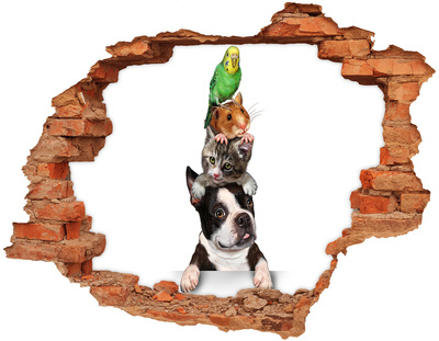 Hole wall sticker Animal Friendship Tower