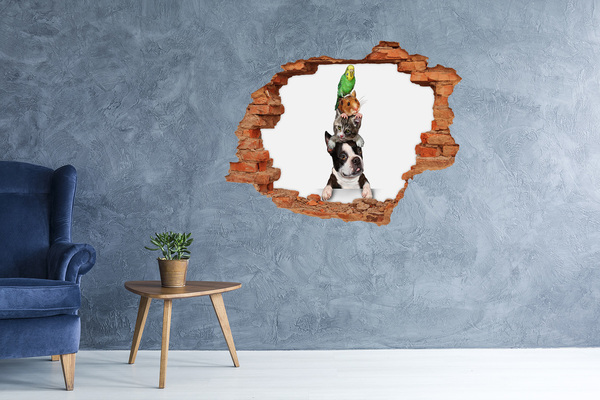 Hole wall sticker Animal Friendship Tower