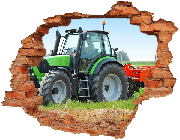 Hole in the wall sticker Tractor in the field