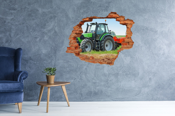 Hole in the wall sticker Tractor in the field