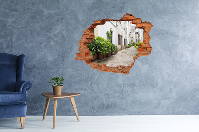 Hole in the wall decal A charming street with vegetation
