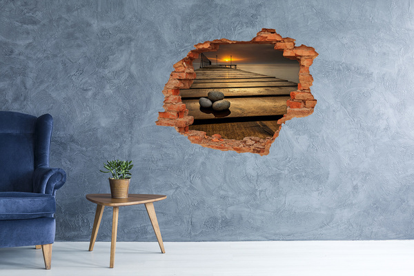 Hole in the wall decal Sunset over the pier