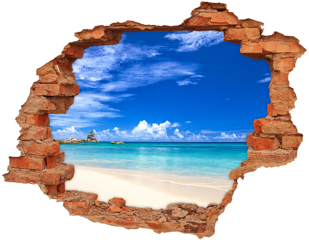 3D wall hole wallpaper Tropical beach