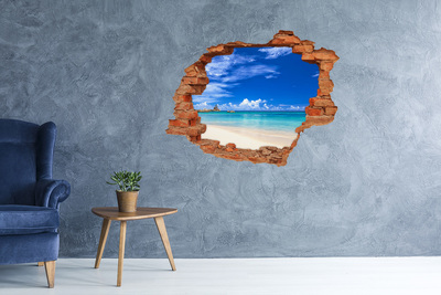 3D wall hole wallpaper Caribbean Beach through the Hole in the Wall