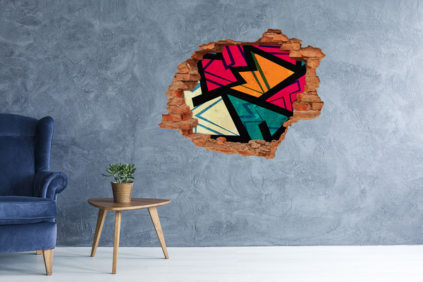 3D wall hole wallpaper A colorful mural in a hole in the wall