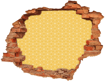 Hole in the wall decal Golden geometry against a concrete background