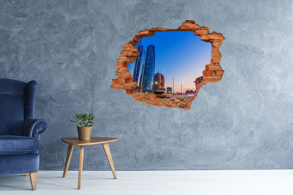 3D wall hole wallpaper The streets of Abu Dhabi